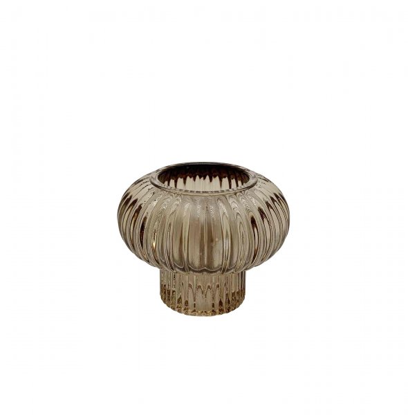 Teelichtglas bauchig mit Rillen Ø 8 cm