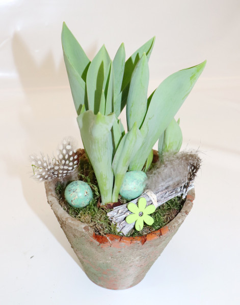 Harztopf mit Tulpe Ø17cm H28cm -frisch-