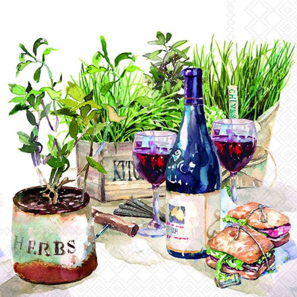 Serviette Wein &amp; Kräuter 33 cm VE Set à 20 St