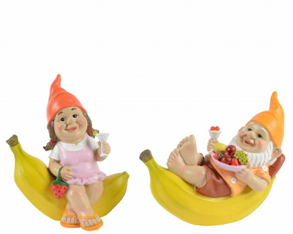 Zwerg auf Banane 2 Modelle 20 cm