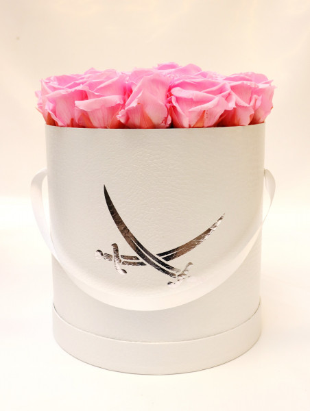 Sansibar Hutschachtel Leder weiß Rose pink Ø25cm H29cm