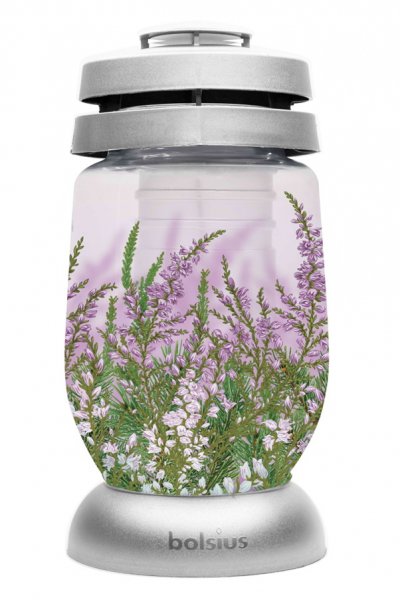 Glas-Grablicht Heide mit Kerze 22,4 cm