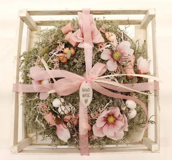 Kranz im Kiste Spring rosa-weiß Ø48cm H16cm
