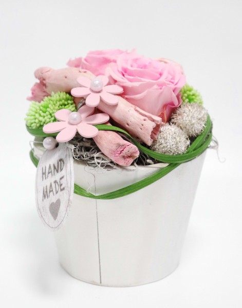 Convenience Holztopf Rosen rosa-weiß Ø16cm H18cm