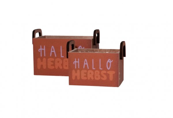 Holz Pflanzkasten mit 2 Griffen 16/19 cm 2er Set