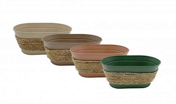 Metalljardiniere mit Kordel 4-farbig sortiert 27 cm