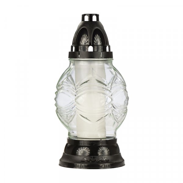 Glas-Grablicht mit Kerze 25 cm