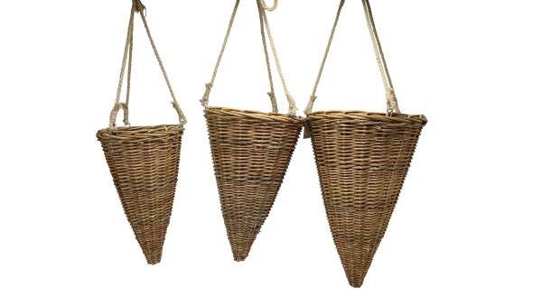 Rattan-Pflanzampel spitz Ø 24/30/36 cm 3er Set