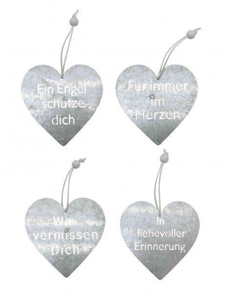 Herzen mit Spruch zum Hängen 4 Modelle Ø 10 cm VE 6 St