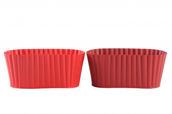 Metalljardiniere geriffelt 2-farbig sortiert 28 cm