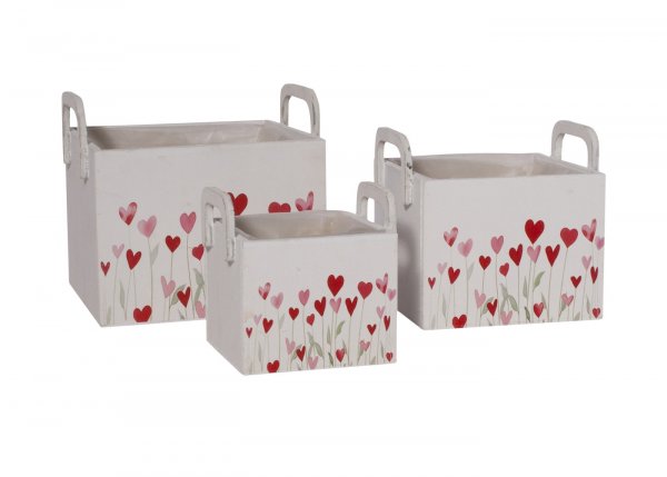 Holz-Pflanzkiste quadratisch 2 Griffe 12/16/20 cm 3er Set