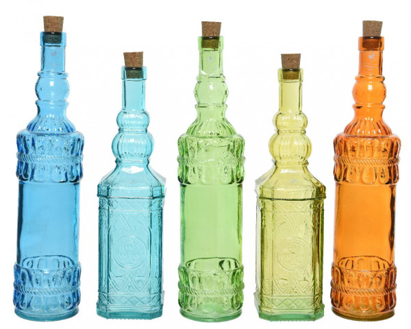 Glasvase recycelt 5-farbig sortiert 2 Modelle 30 cm